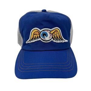 Vintage Von Dutch Kustommade Flying Eyeball Y2K Mesh Snapback Trucker Hat RARE
